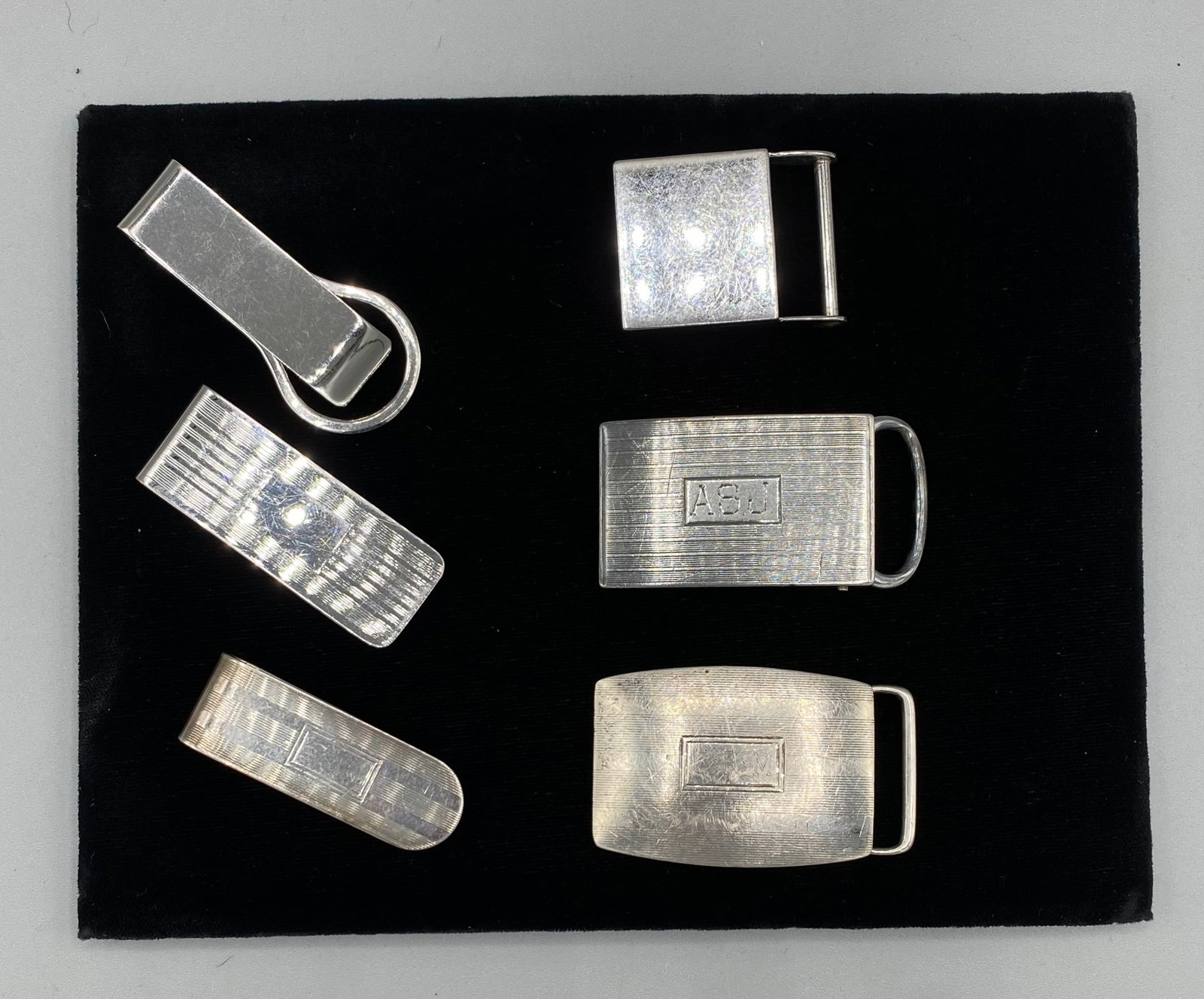6 Sterling Silver Pcs 3 Buckles 3 Tie Clips (1 of 4)