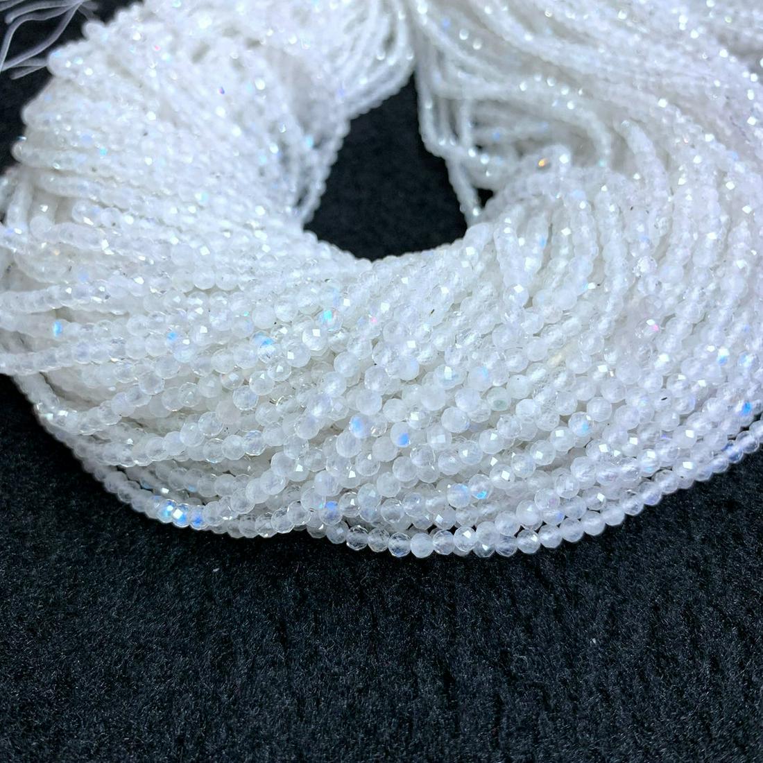 Natural Rainbow Moonstone Gemstone 3 MM Round Faceted (1 of 6)