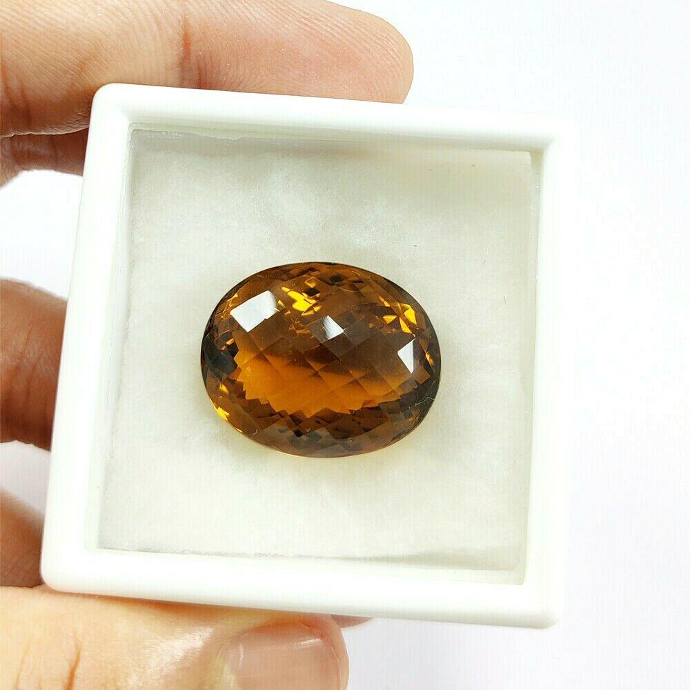 Natural Honey Quartz Oval Checker Board Cut 44.5 Carats (1 of 4)
