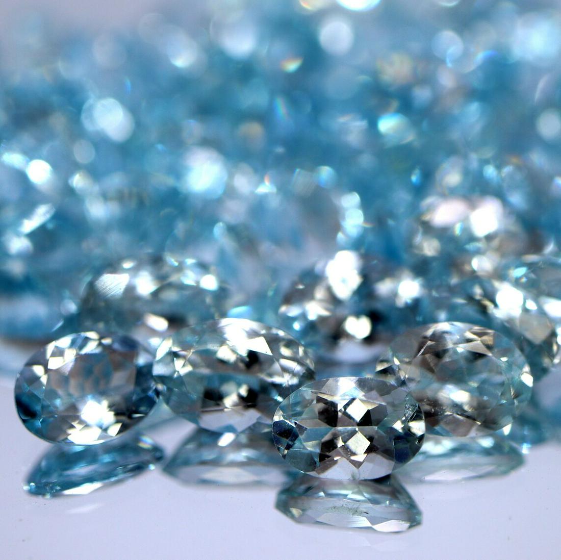 Aquamarine 5x4 MM Oval Faceted Cut 25 Pieces (1 of 3)