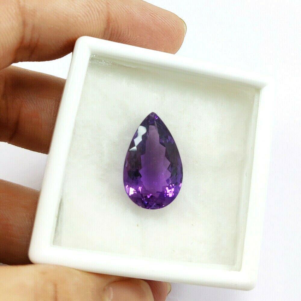 Natural Amethyst Pear Faceted Cut 19 Carats Gemstone (1 of 4)
