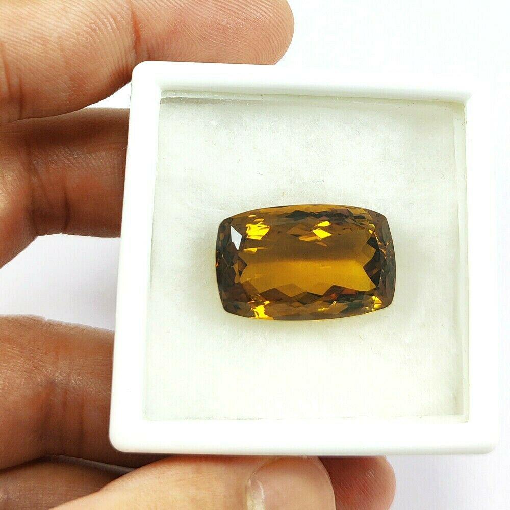 Natural Honey Quartz Cushion Faceted Cut 30.25 Carats Gemstone (1 of 4)