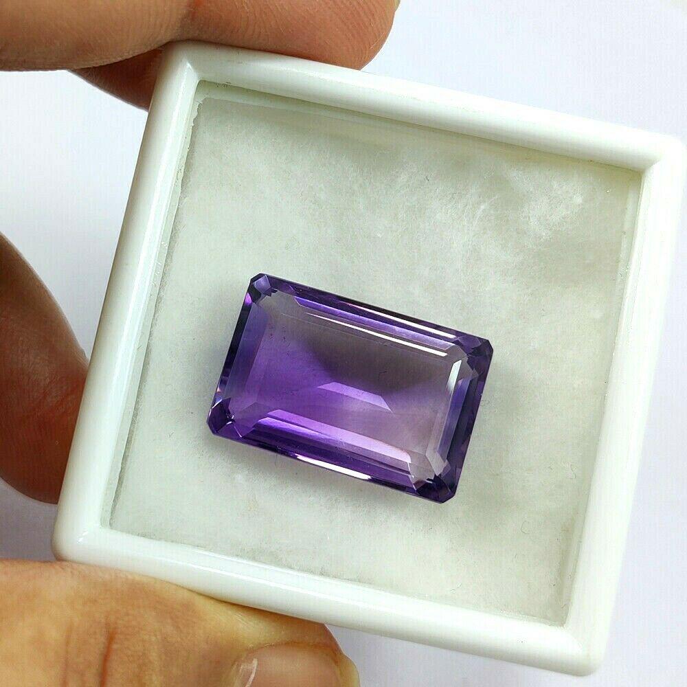Natural Amethyst Emerald  Faceted Cut 34.8 Carats Gemstone (1 of 4)