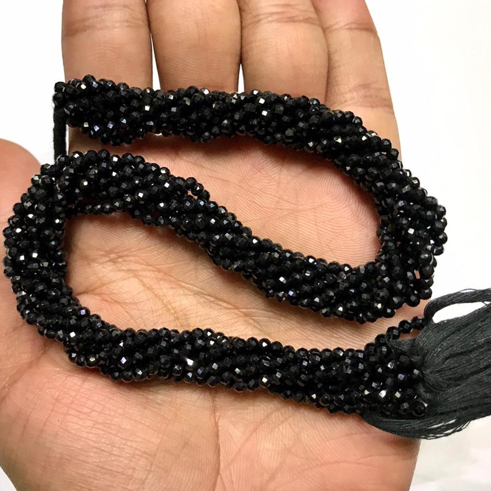 Natural Black Obsidian Gemstone 3 mm Round Faceted Cut Beads 10 Strand (1 of 4)