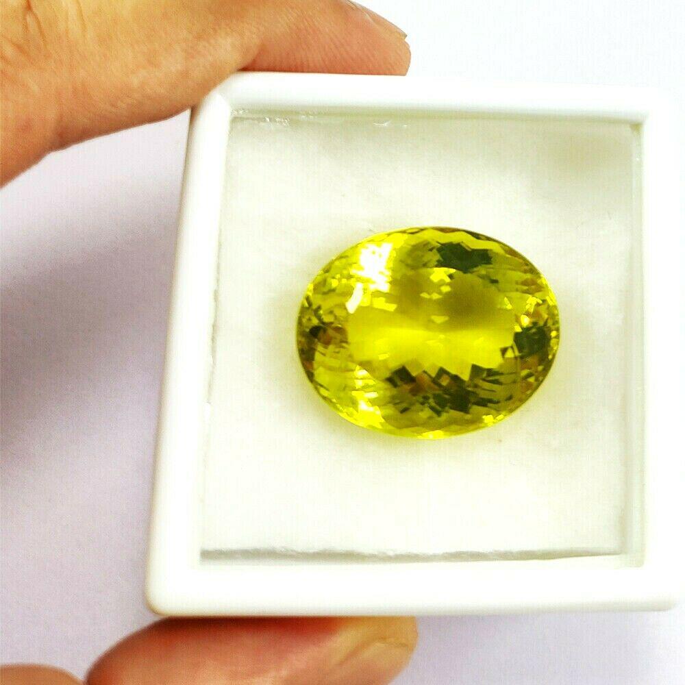 Natural Lemon Quartz Oval Faceted Cut 45.6 Carats Gemstone (1 of 4)