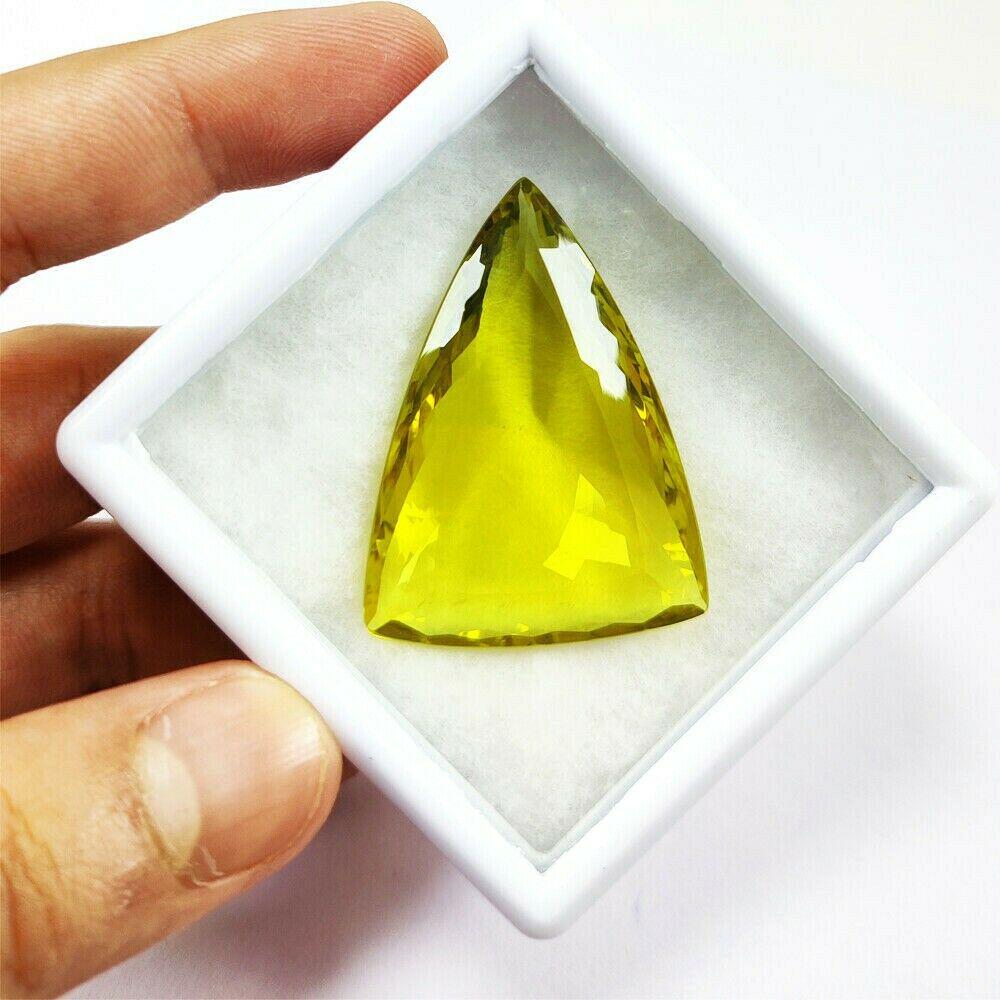 Natural Lemon Quartz Trillion Faceted Cut 80.5 Carats Gemstone (1 of 4)