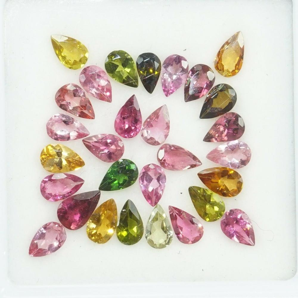 Multi Tourmaline 5x3 MM Pear Faceted Cut 25 Pieces (1 of 2)