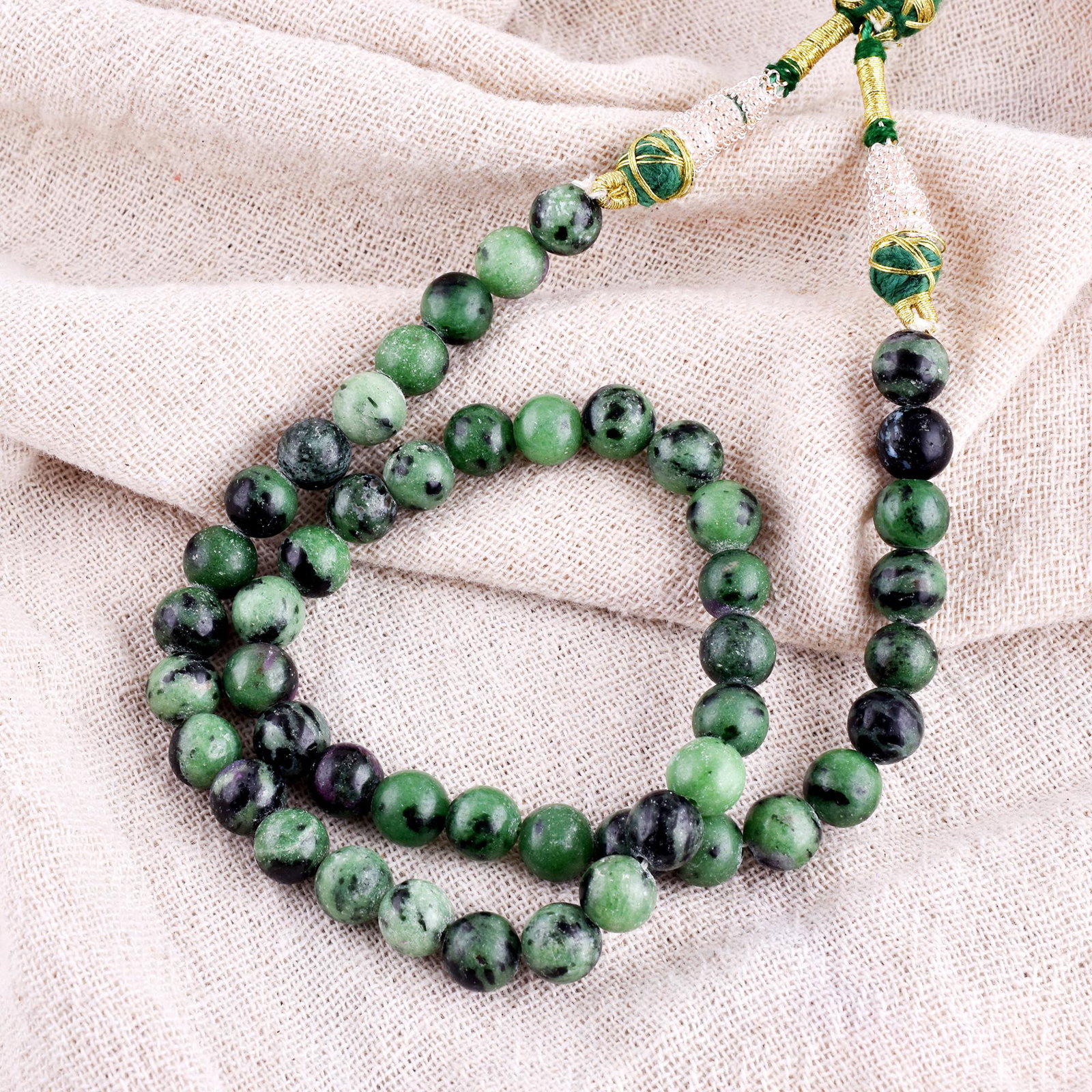 Natural Ruby Zoisite Necklace 8 MM Round Smooth Beads Gemstone (1 of 5)