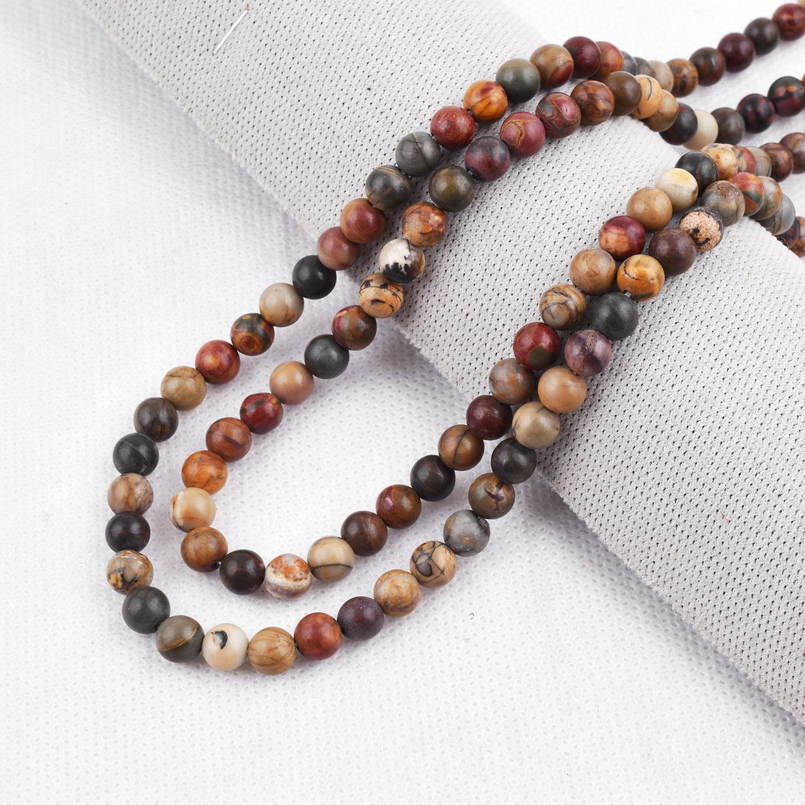 Natural Picasso Jasper Necklace 6 MM Round Smooth 2 String Beads Gemstone (1 of 5)