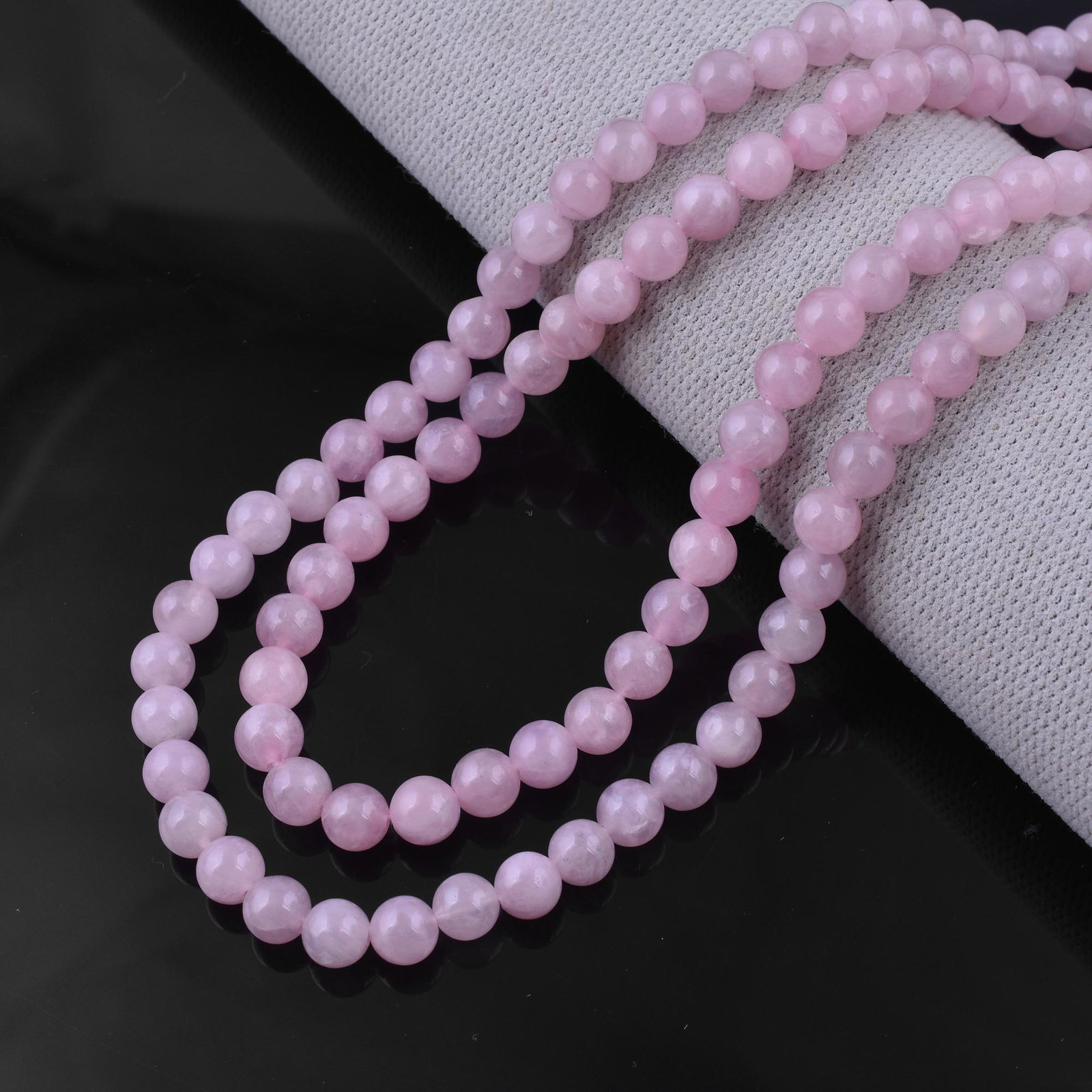 Natural Kunzite Necklace 6 MM Round Smooth 2 String Beads Gemstone (1 of 5)