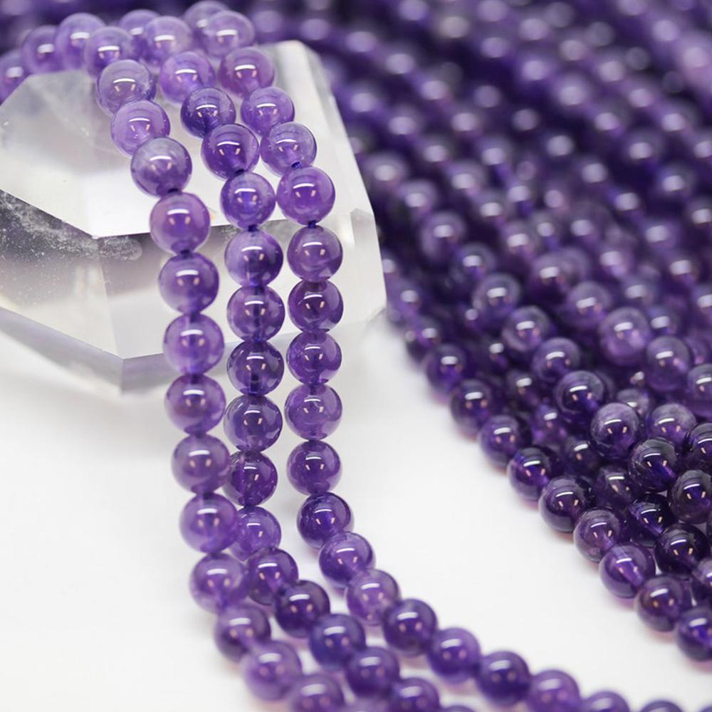 Natural Brazil Amethyst Gemstone 8 mm Round Smooth Plain Beads 5 Strand (1 of 3)