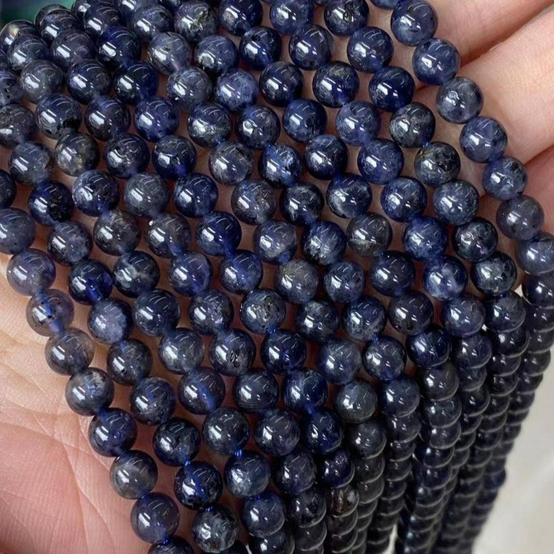 Natural Iolite Gemstone 6 mm Round Smooth Plain Beads 5 Strand (1 of 4)