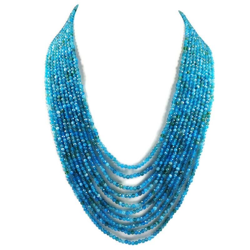 Apatite 3 MM Round Faceted Beads Necklace 10 Strand (1 of 4)