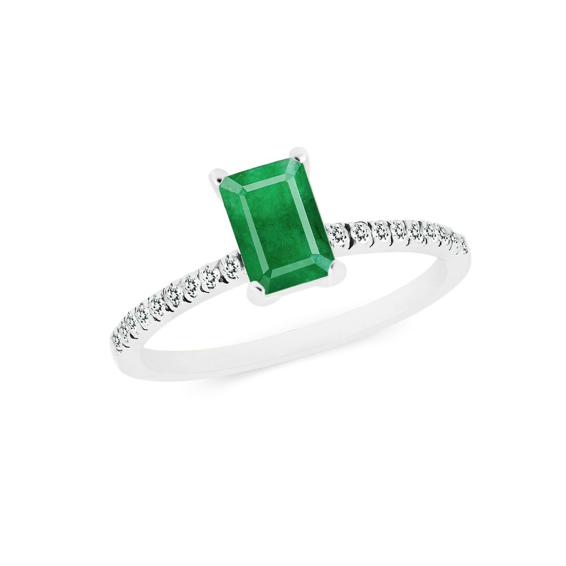 EMERALD & DIAMOND 14 KT WHITE GOLD RING (1 of 3)