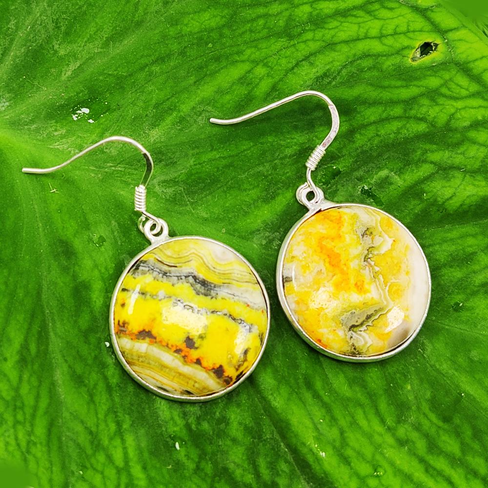BUMBLE BEE JASPER  92.5 STERLING SILVER EARRING (1 of 2)