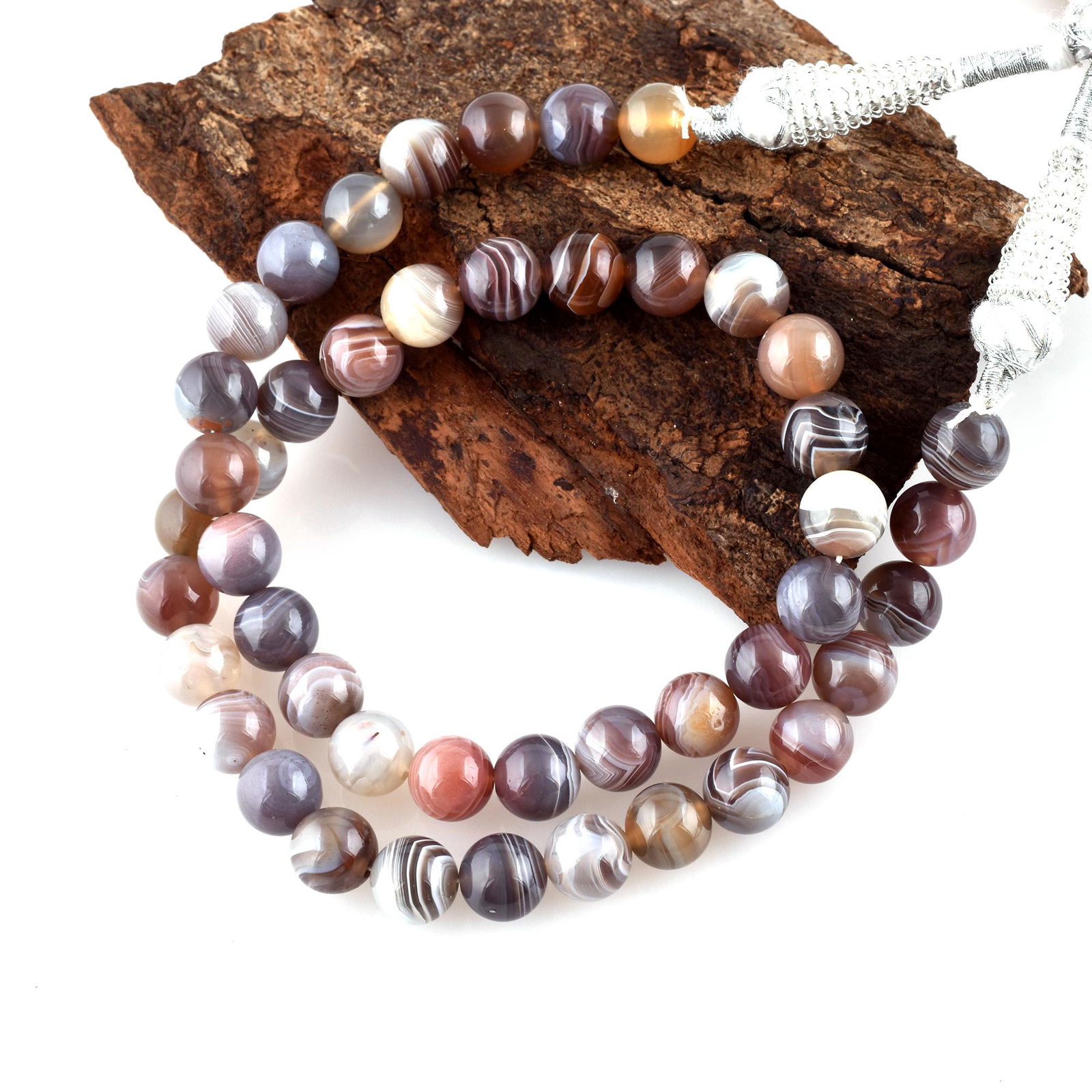 Natural Persian Gulf Agate Necklace 8 MM Round Smooth Beads Gemstone (1 of 5)