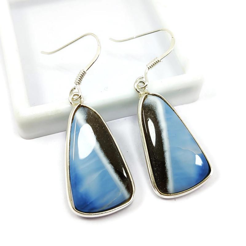 BLUE LACE AGATE 92.5 STERLING SILVER EARRING (1 of 2)