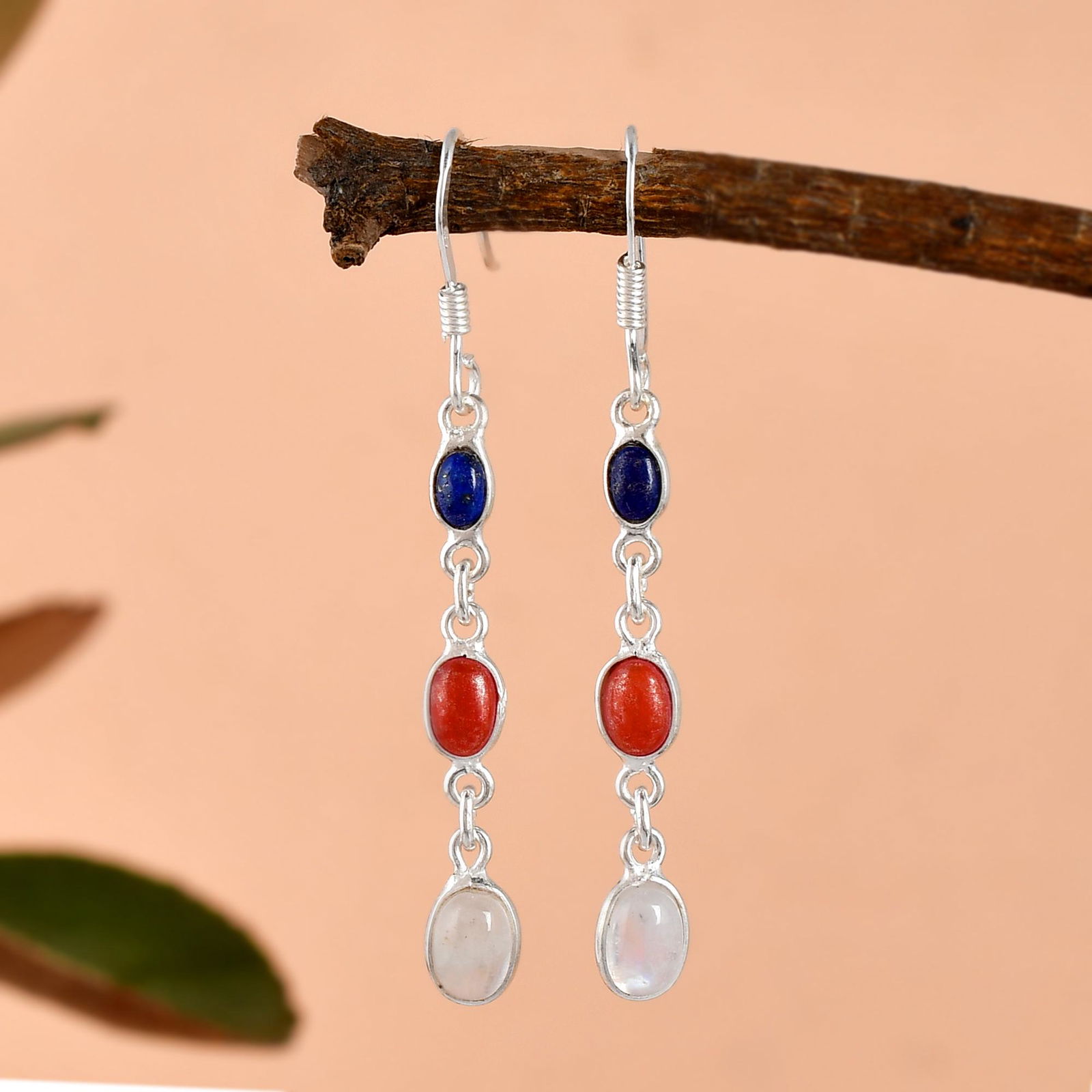 MULTI GEMSTONE 92.5 STERLING SILVER EARRING (1 of 4)