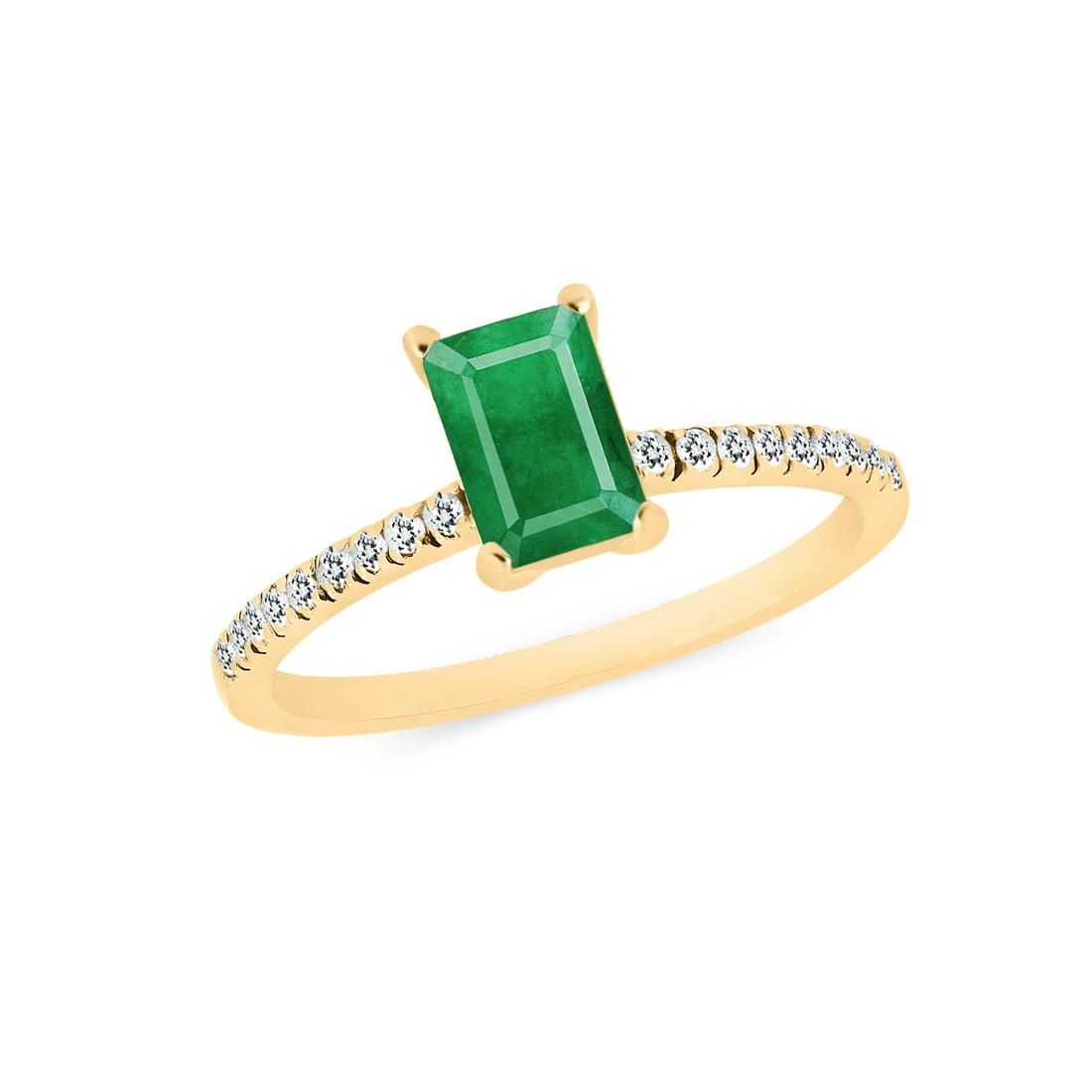 EMERALD & DIAMOND 14 KT YELLOW GOLD RING (1 of 3)