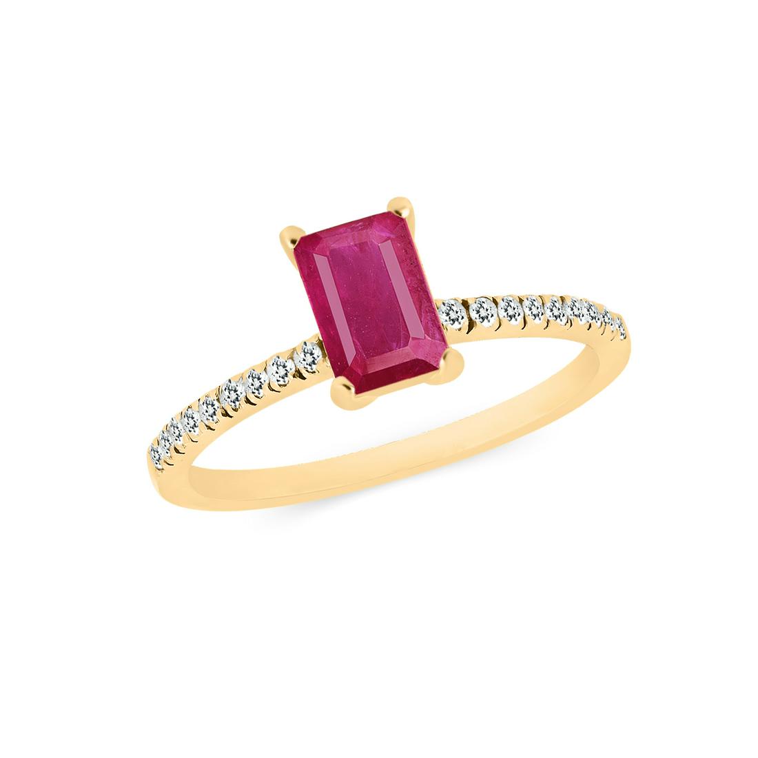 RUBY & DIAMOND 14 KT YELLOW GOLD RING (1 of 3)