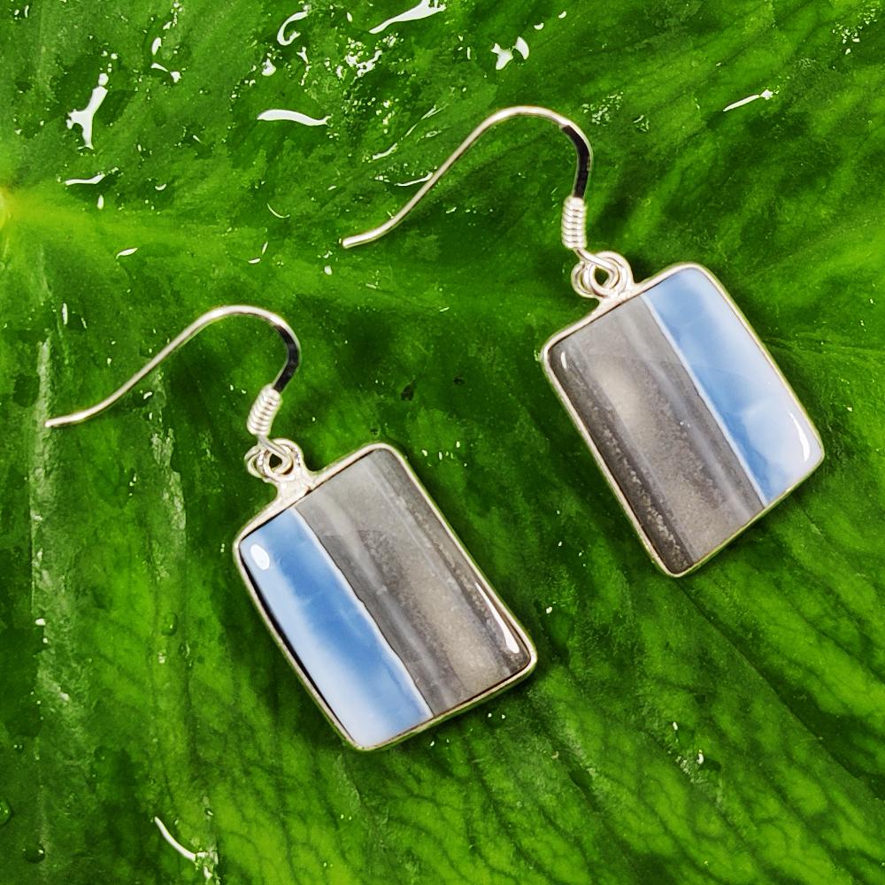 BLUE LACE AGATE 92.5 STERLING SILVER EARRING (1 of 2)