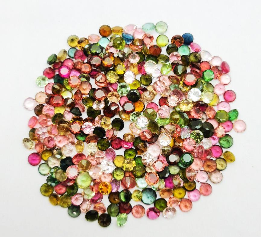 Multi Tourmaline 5 MM Round Faceted Cut 15 Pieces (1 of 5)