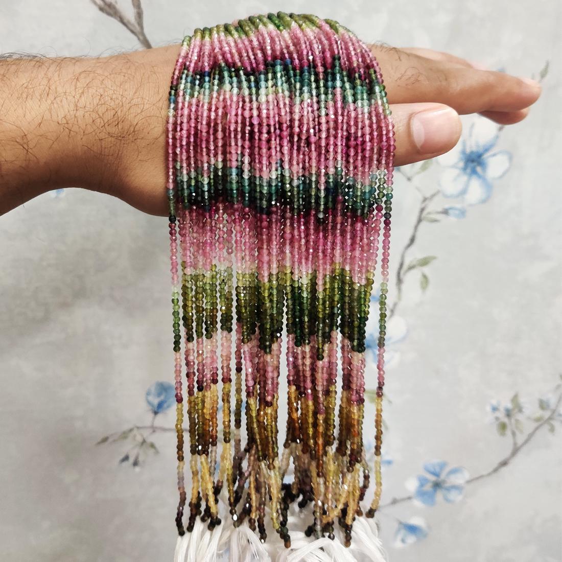 Natural Multi Tourmaline 2.5 mm Round Faceted Cut Beads 25 Strand (1 of 4)