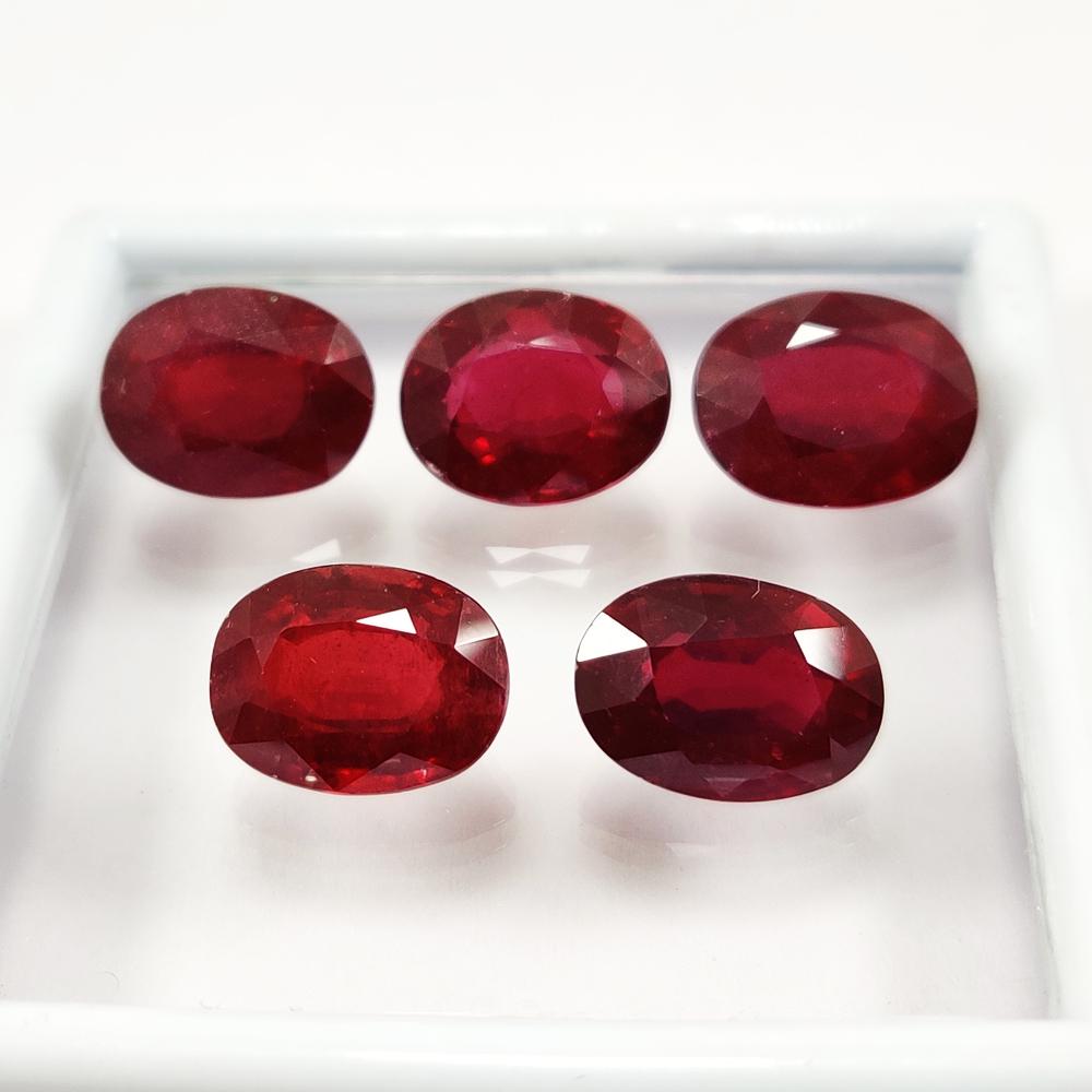 Ruby 10x12 MM Oval Faceted Cut 5 Pieces 34.20 Cts. (1 of 4)