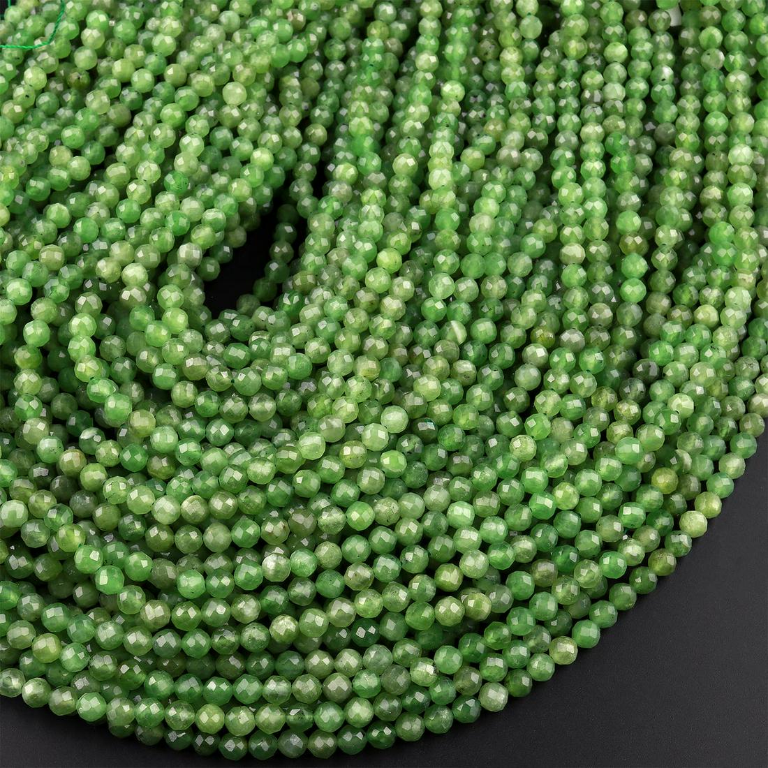 Natural Canadian Jade Gemstone 3 mm Round Faceted Cut Beads 10 Strand (1 of 5)