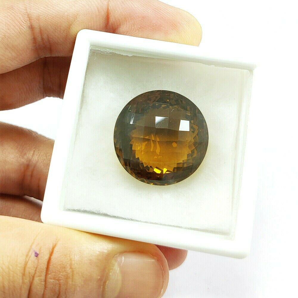 Natural Honey Quartz Round Checker Board Cut 62.4 Carats Gemstone (1 of 4)