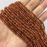 Natural Gold Sandstone Gemstone 2 mm Round Faceted Cut Beads 5 Strand