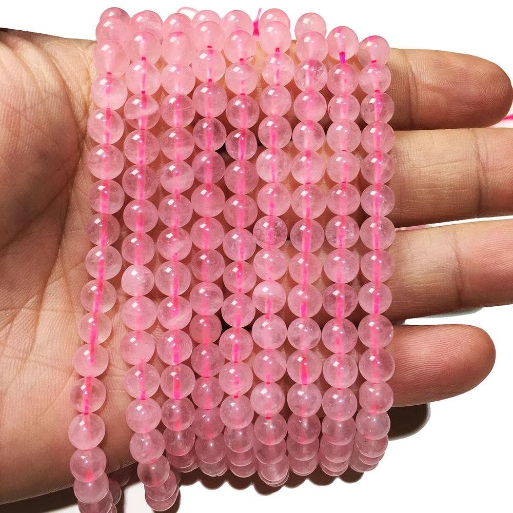Natural Rose Quartz Gemstone 6 mm Round Smooth Beads 5 Strand (1 of 4)