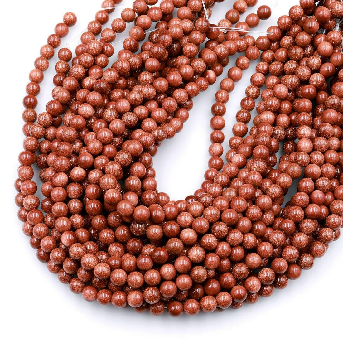 Natural Gold Sandstone Gemstone 6 mm Round Smooth Beads 10 Strand (1 of 4)