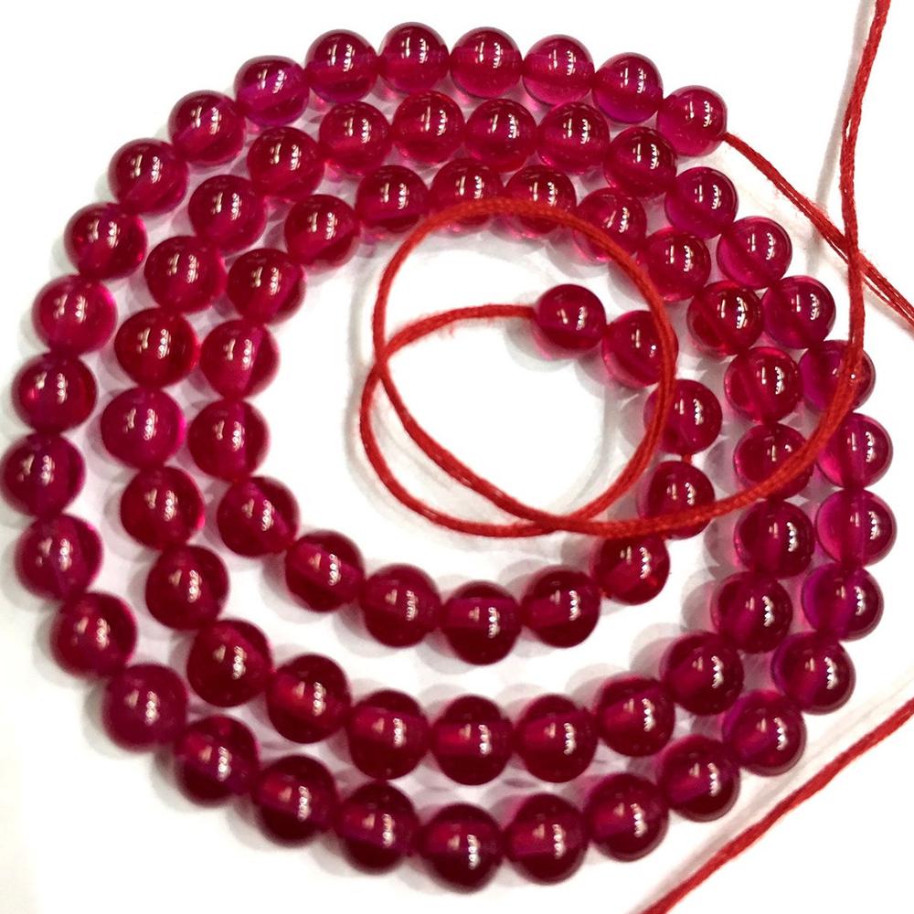 Natural Ruby Gemstone 6 mm Round Smooth Plain Beads 1 Strand (1 of 5)