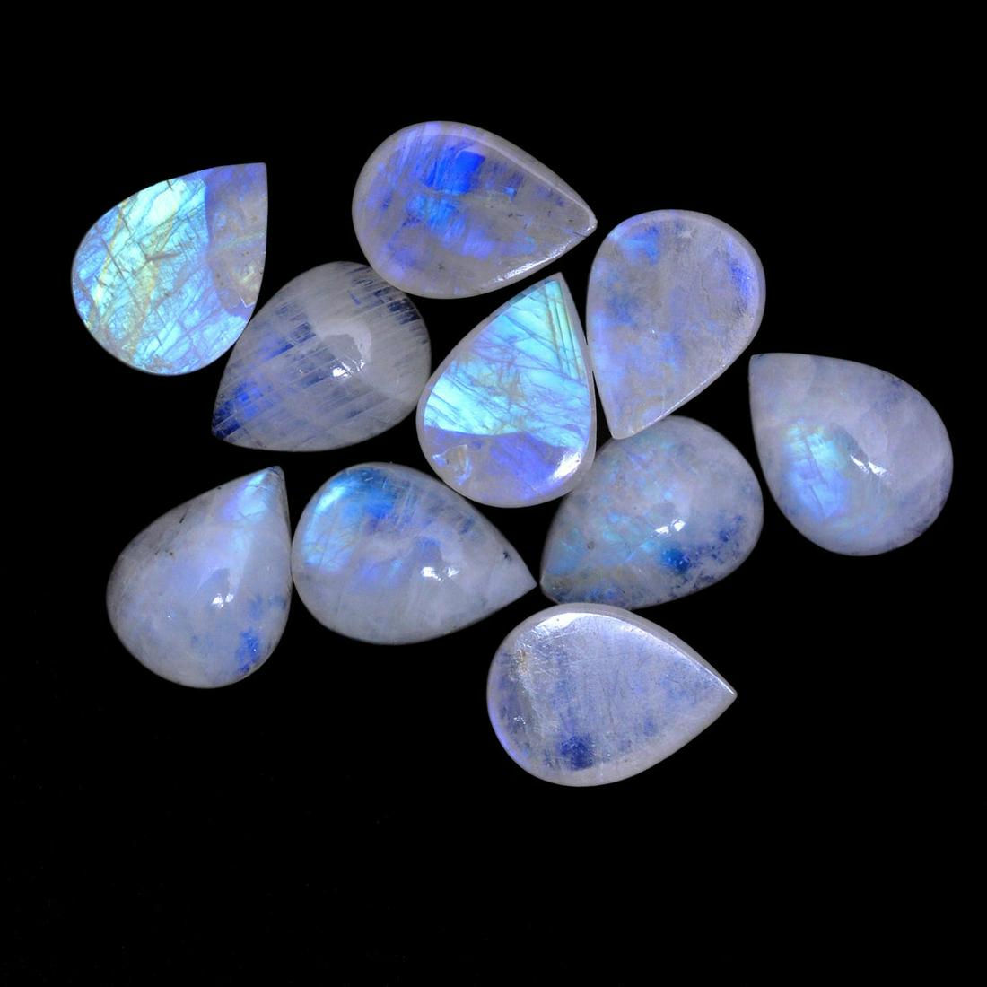 Rainbow Moonstone 9x7 MM Pear Cabochon 50 Pieces: Natural Rainbow Moonstone 9x7 MM Pear Cabochon 50 Pieces Gemstone : Rainbow Moonstone Shape : Pear Size : 9x7 MM Color : Multicolor Type : Cabochon Quantity : 50 Pieces Wei