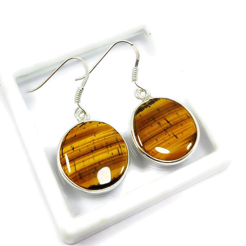TIGER'S EYE 92.5 STERLING SILVER EARRING: TIGER'S EYE 92.5 STERLING SILVER EARRING Product Type : EARRING Main Stone : TIGER'S EYE Main Stone Shape : ROUND Main Stone Size : 17X17 MM Main Stone Color : BROWN Metal : STERLING SILVER Metal Puri