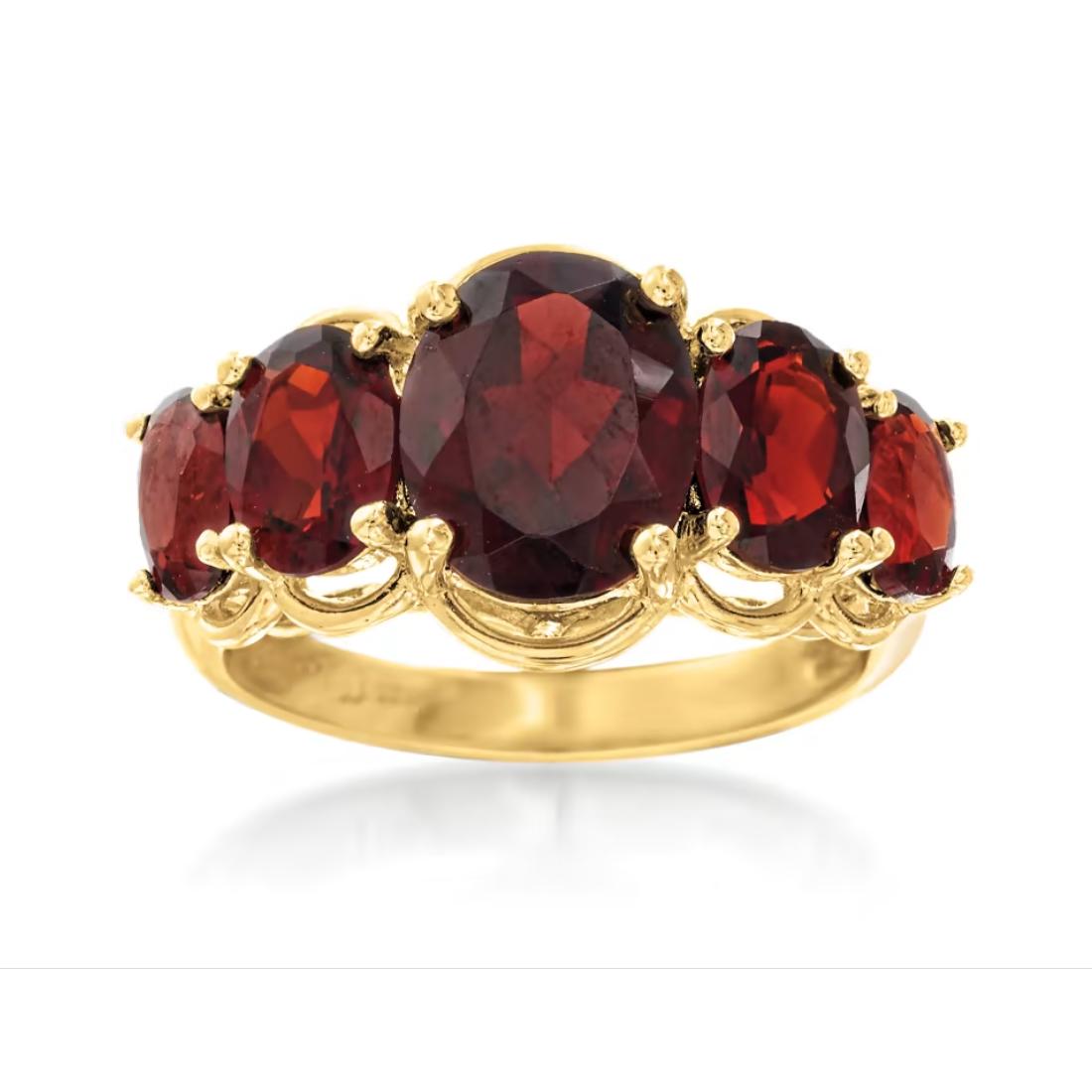 Garnet Gemstone 18k Gold Over Sterling Silver Ring (1 of 6)