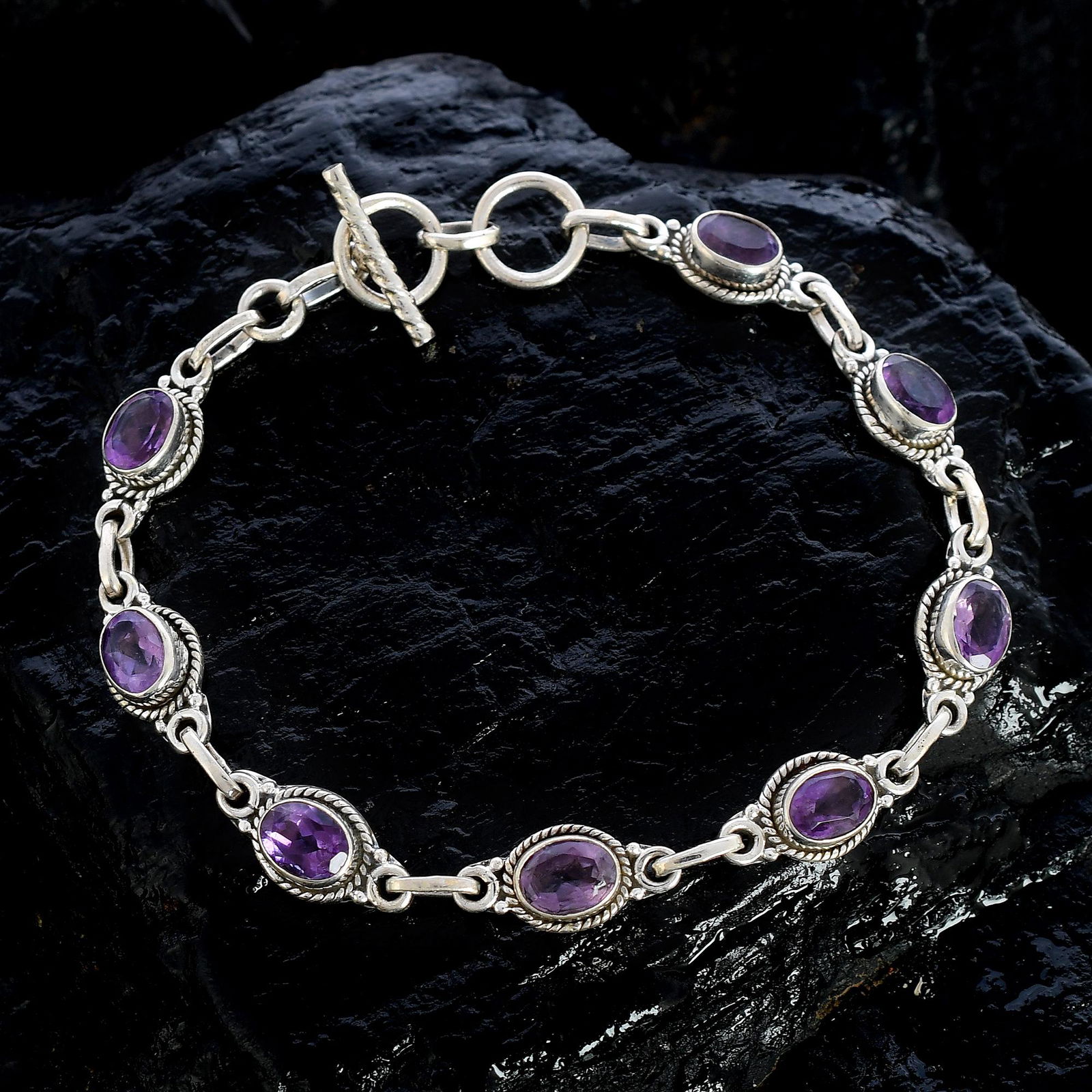AMETHYST 92.5 STERLING SILVER BRACELET (1 of 4)