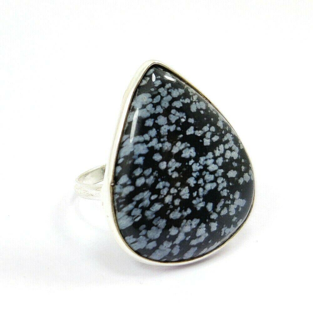 SNOWFLAKE OBSIDIAN 925 STERLING SILVER RING (1 of 2)