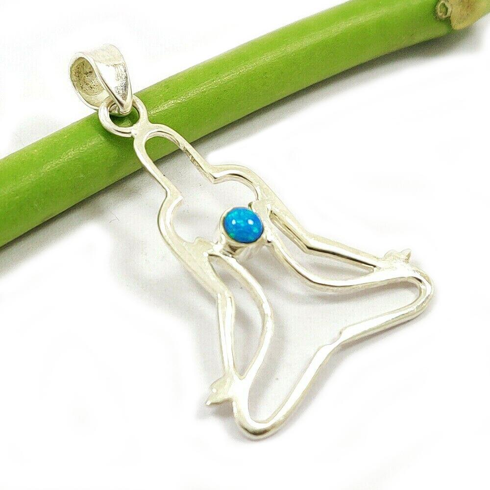 YOGA POSTURE OPAL 925 STERLING SILVER PENDANT (1 of 3)