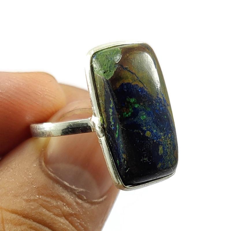 AZURITE MALACHITE 925 STERLING SILVER RING: AZURITE MALACHITE 925 STERLING SILVER RING Product Type : RING Main Stone : AZURITE MALACHITE Main Stone Shape : OCTAGON Main Stone Size : 21X11 MM Main Stone Color : MULTICOLOR Metal : STERLING SILVE