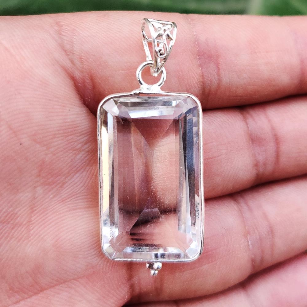 CRYSTAL QUARTZ 92.5 STERLING SILVER PENDANT (1 of 2)