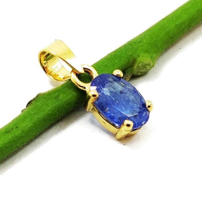 NATURAL TANZANITE GEMSTONE 14KT YELLOW GOLD HANDMADE PENDANT JEWELRY (1 of 3)