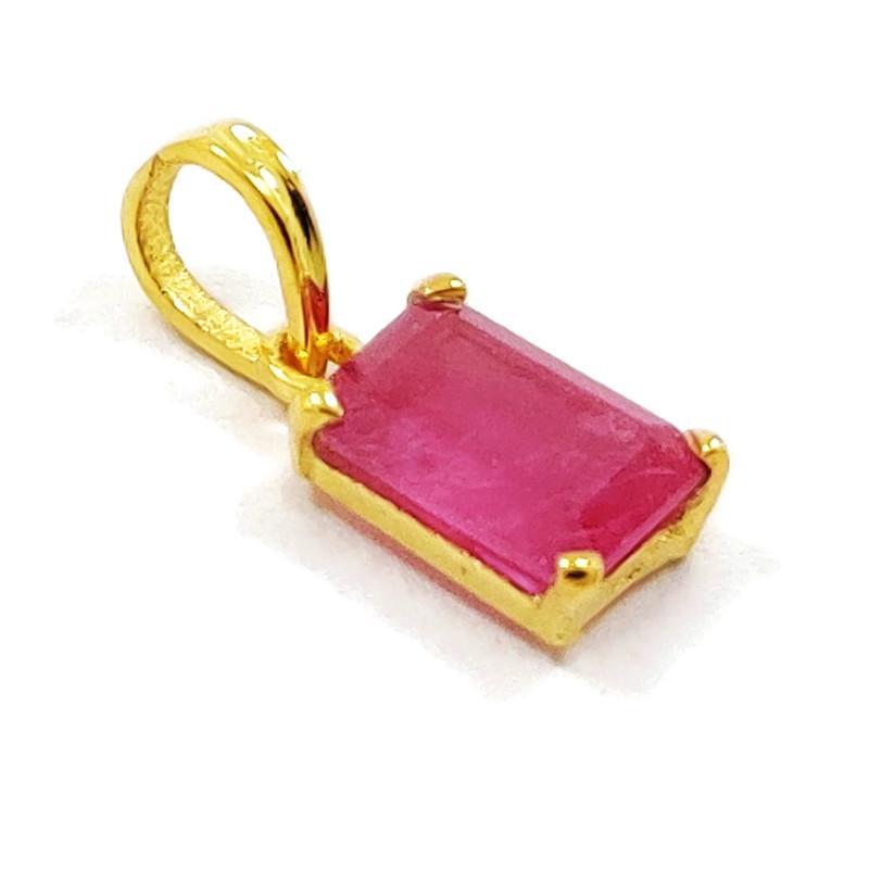NATURAL RUBY GEMSTONE 14KT YELLOW GOLD HANDMADE PENDANT JEWELRY (1 of 3)