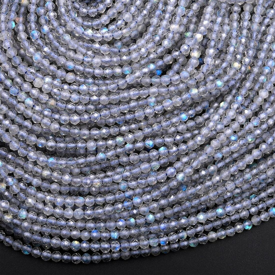 Natural Labradorite Gemstone 2 mm Round Micro Faceted Beads 10 Strand (1 of 6)