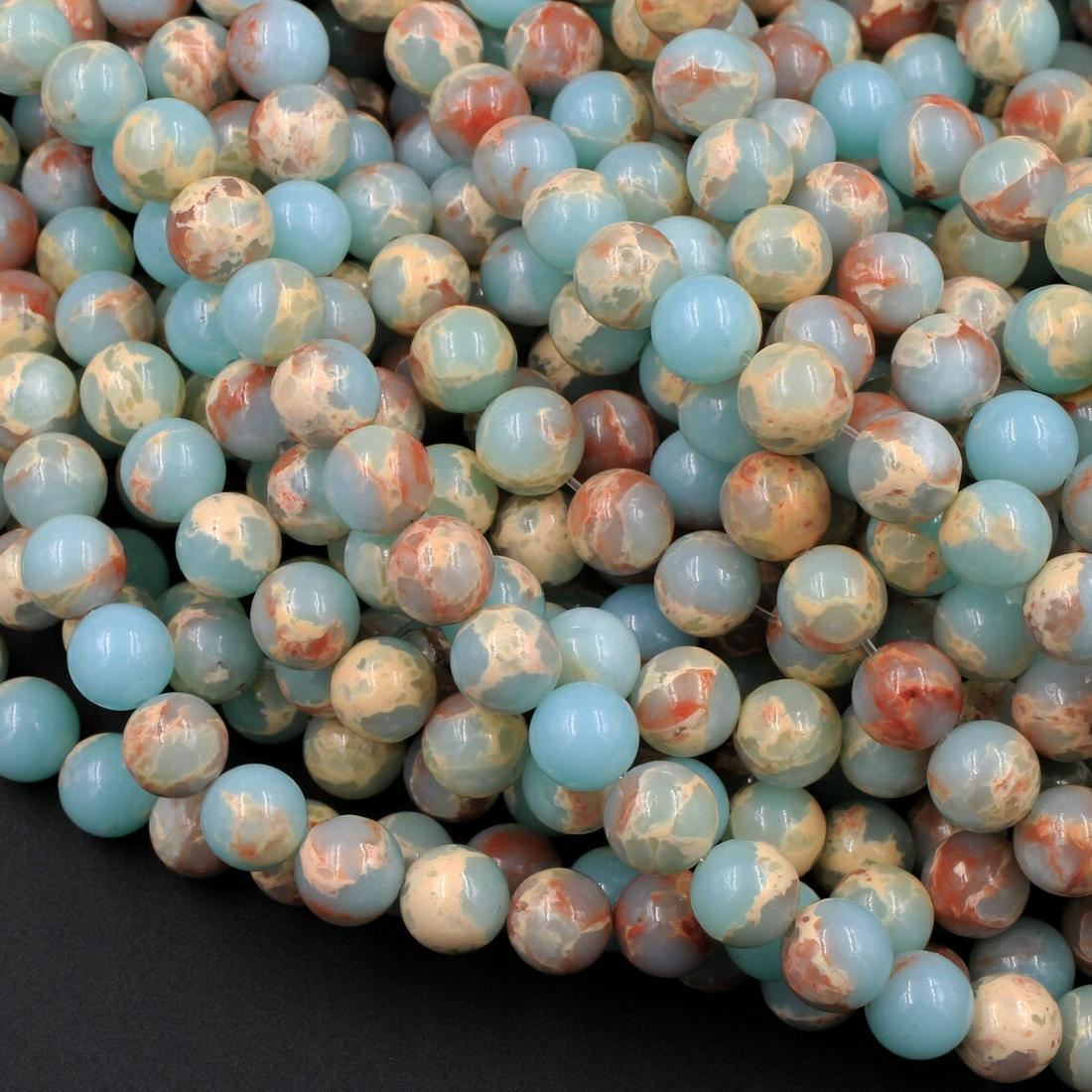 Natural Snake Skin Jasper Gemstone 10 mm Round Smooth Plain Beads 10 Strand (1 of 5)