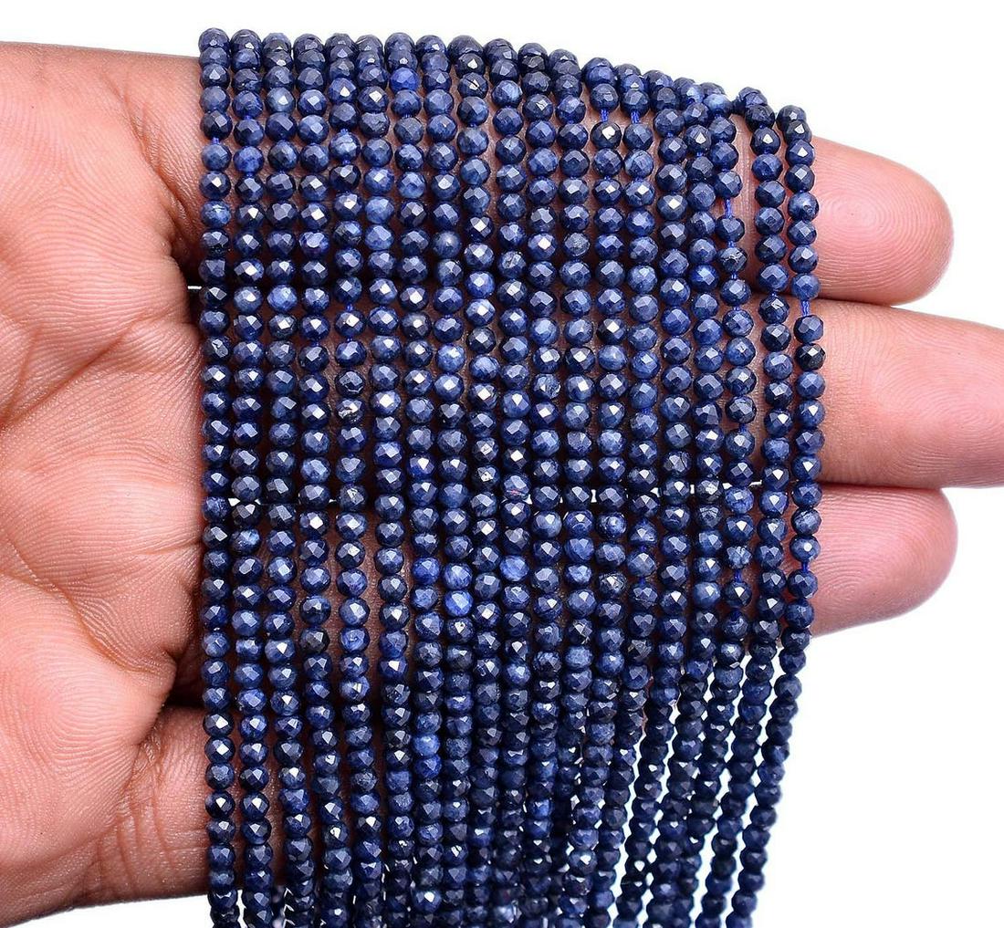 Natural Blue Sapphire Gemstone 2 mm Round Faceted Cut Beads 10 Strand (1 of 3)