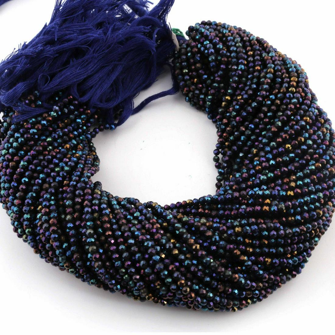 Natural Black Spinel Gemstone 3 mm Round Micro Faceted Beads 10 Strand (1 of 5)