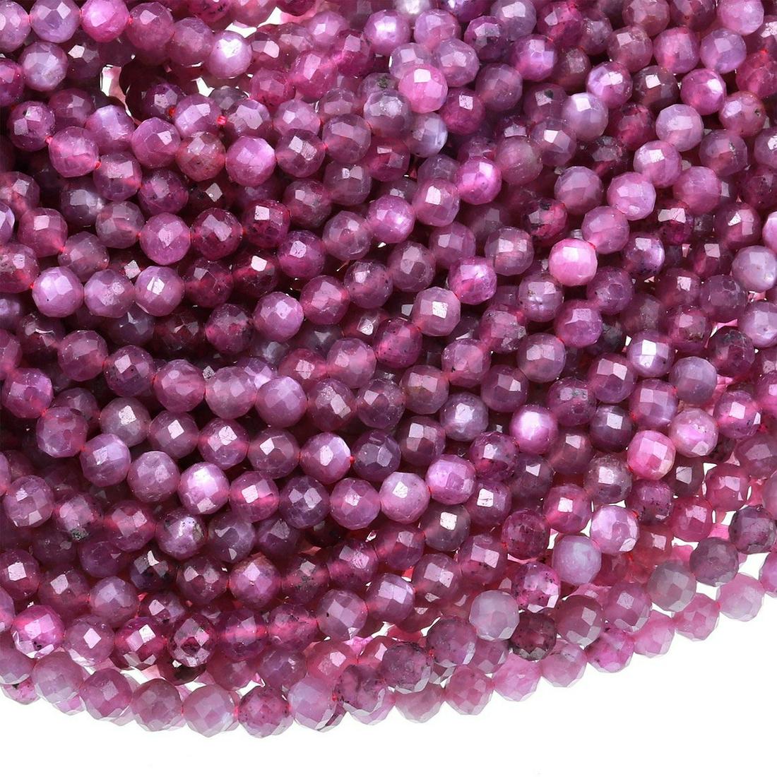 Natural Star Ruby Gemstone 3 mm Round Micro Faceted Beads 10 Strand (1 of 6)