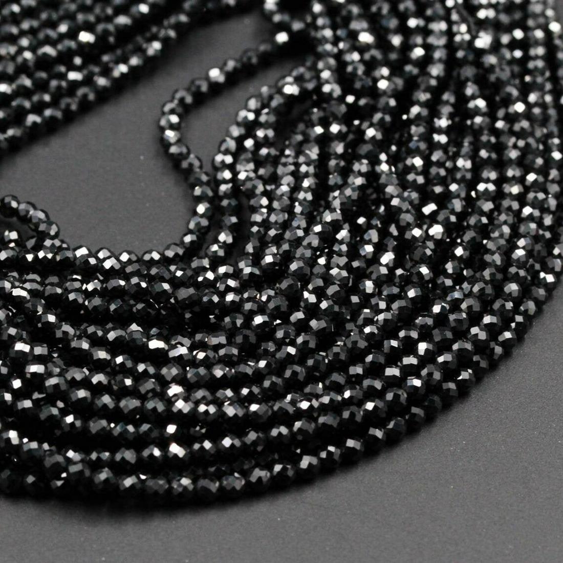 Natural Black Spinel Gemstone 4 mm Round Micro Faceted Beads 10 Strand (1 of 4)